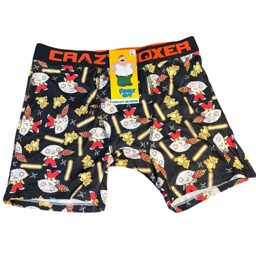 Crazy Boxer Mens Family Guy Stewie Griffin Boxer Briefs Black Size Large NWT